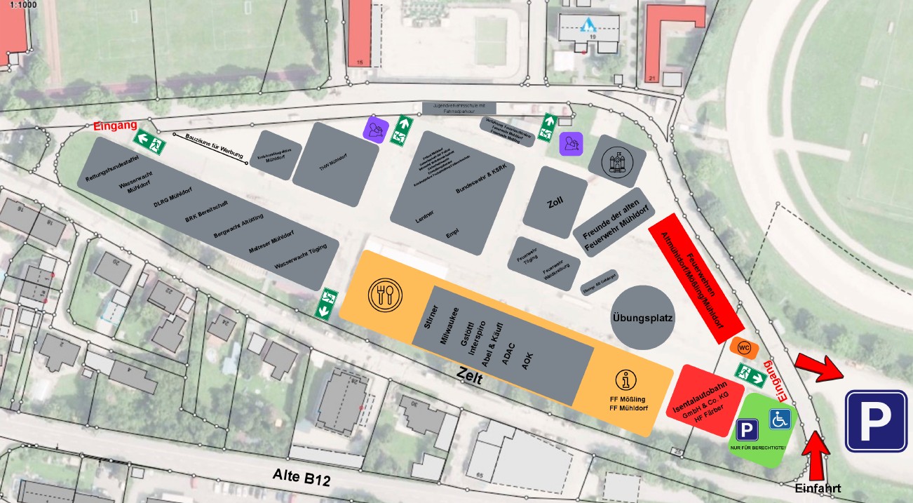 Lageplan Blaulichttag am Volksfestplatz Mühldorf